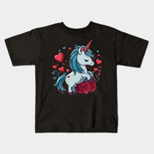 Valentines Unicorn Love Kids T-Shirt